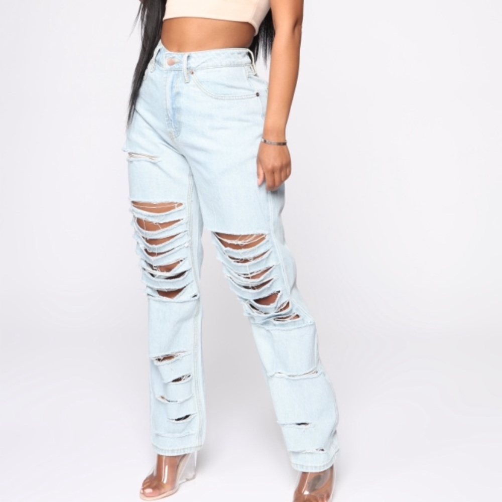 Ripped light wash boyfriend jeans